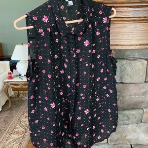 Elle Blouse Size Large.  Black/pink/white